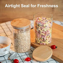 Glass Food Storage Jars 6-Pack 37oz - 4x6 in-Clear Glass Food Canisters with Bamboo Lid Airtight For Serving Tea, Coffee, Flour, Sugar, Candy, Cookie, Spice and More (Circular) by CozyNest Decor