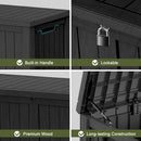 150 Gallon Waterproof Large Resin Deck Box Indoor/Outdoor Lockable Storage Container and Seating for Garden, Pool, and Patio (150 Gallon, Black) by GreenHaven Gardens