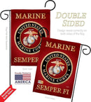 Marine Corps Garden Flag - 2pcs Pack Armed Forces USMC Semper Fi United State American Military Veteran Retire Official - House Decoration Banner Small Yard Gift Double-Sided Made In USA 13 X 18.5 by GreenHaven Gardens
