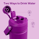 Kids Insualated Water Bottle with Straw - 12oz Stainless Steel Water Bottle with Dual Spouts, Leak-Proof, BPA-Free, Double Wall Vacuum Keeps Cold for 24 Hours for Sports, Travel (Bright Magenta) by CozyNest Decor