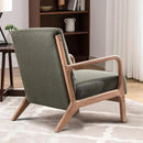 INZOY Mid Century Modern Accent Chair with Wood Frame, Upholstered Living Room Chairs with Waist Cushion, Reading Armchair for Bedroom Sunroom (Green) by CozyNest Decor