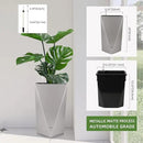 Dexceder 24 Inches Tall Self Watering Planter Diamond Metallic Matte Indoor Outdoor, Thickened Rhombus Large Floor Standing Flower Plant Pot with Water Level Indicator (Gray) by CozyNest Decor