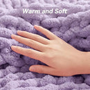 Chunky Knit Throw Blanket, 60''*80'' Knitted Throw Chenille Yarn for Bed Couch, Handmade Light Purple Crochet Big Thick Blanket, Machine Washable Cute Comfy Blanket for Home Decor by CozyNest Decor