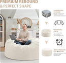 3FT Bean Bag Chair, Comfy Bean Bag Chairs with Memory Foam Filled, Fluffy Beanbag Sofa with Dutch Velvet Cover, Round BeanBag Chairs for Living Room, Playroom - Beige by TinyTreasures Baby Boutique