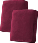 H.VERSAILTEX Velvet Stretch Couch Cushion Cover Plush Cushion Slipcover for Chair Loveseat Sofa Cushion Furniture Protector Seat Cushion Sofa Cover (2 Piece Medium Sofa Cushion Covers, Burgundy) by CozyNest Decor