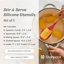 Starpack 'Stir & Serve' Silicone Cooking Utensils Set (5 Pcs) - Kitchen Utensils Set Heat Resistant to 600°F - Kitchen Utensils for Nonstick Cookware - Silicone Utensil Set for Mixing & Cooking by CozyNest Decor