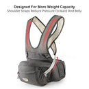 Sunveno Ergonomic Hip Seat Baby Carrier with Detachable Double Shoulder Straps, Waist & Back Relief, Breathable Mesh, Non-Slip Seat + Storage Pockets, Fits Infants & Toddlers 0-36 M up to 45 lbs by TinyTreasures Baby Boutique