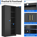 71" Tall Kitchen Pantry Cabinet, Pantry Storage Cabinet with Doors and Shelves, Metal Food Pantry Cabinets with Handles, Black Freestanding Cupboard for Living&Dining Room-Assemble Required by CozyNest Decor