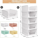 5 Pack Stackable Closet Storage Basket - Stackable Storage Bins, Multifunctional & Foldable Closet Organizer, Wardrobe Cupboard Space-Saving Hat Storage Drawer Organizer, White by CozyNest Decor