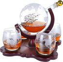 Gifts for Men Dad Husband Christmas, Whiskey Globr Decanter Set with 4 Etched Globe Glasses, Unique Anniversary Birthday Gifts for Brother Boyfriend, Cool Stocking Stuffers Bourbon Whikey Gifts by CozyNest Decor
