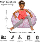 Posh Creations Bean Bag Chair for Kids, Teens, and Adults Includes Removable and Machine Washable Cover, Canvas Roses Pink, 38in - Large by TinyTreasures Baby Boutique