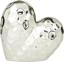 Deco 79 Porcelain Ceramic Heart Decorative Sculpture Dimensional Angled Origami Inspired Home Decor Statue, Accent Figurine 8" x 3" x 8", Silver by CozyNest Decor
