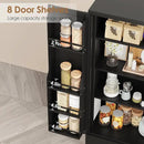 51" Kitchen Pantry Cabinet, Metal Storage Cabinet with 3 Adjustable Layer Shelves, 8 Door Shelves, Buffet Sideboard for Living Room, Kitchen, Black by CozyNest Decor