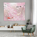 Houselerax Japanese Koi Fish Tapestry, Cherry Blossoms Asian Oriental Pink Flower Branch Koi Fish Carp Tapestries Wall Hanging for Bedroom Living Room Office Decor 60"x50" by CozyNest Decor