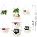 4 Tier Hanging Fruit Basket for Kitchen, Beige Boho Cotton Rope Crocheted Fruit Holder for Bathroom Bedroom, Detachable Wall Hanging Basket Shelves Over Door Organizer for Fruits Veggie Plant Decor by CozyNest Decor