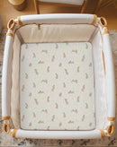 Bassinet Sheet for Baby Boy and Girl 2 Pack, Fitted Sheets for Rectangle, Oval, Hourglass Bassinet Mattress, Muslin Moses Basket Sheets with Neutral Style (Hopping Bunnies & Beige) by TinyTreasures Baby Boutique