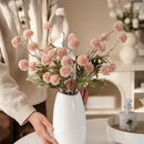 Faux White & Pink Kiku Flower, 10 Stems with 5 Heads Each & 4 Branches Eucalyptus Stems, Artificial Small Mini Chrysanthemum Flowers for Aesthetic Room Decor, Floral Arrangements Centerpiece by CozyNest Decor