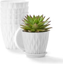 FaithLand 6-Pack 6-Inch Plastic Plant Pots with Saucers | Thickened PP Material, Modern Wave Texture, Enhanced Drainage for Indoor/Outdoor Garden Plants | White Value Set by GreenHaven Gardens
