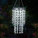 Hanging Solar Crystal Chandelier Outdoor, 21” Modern Solar Transparent Acrylic Beaded Lantern with Cool White LED S Hooks for Garden Yard Patio Gazebo Outside Decor by GreenHaven Gardens