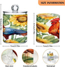 Sunflower Rooster 2PC Airtight Transparent Plastic Storage Jar, Food Storage Container Glass, Can Store Candy, Salt, Coffee Beans, With lid, Easy To Use by CozyNest Decor