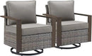 Outdoor Patio Swivel Rocker Chairs - Wicker Rattan Patio Swivel Rocking Chairs Set of 2 with Metal Wide Armrest, Thick Cushions and Deep Seating for Deck Porch Sunroom Garden(Mixed Grey/Grey) by CozyNest Decor