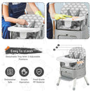 4 in 1 Portable Baby High Chair,Convertible Highchair for Babies & Toddlers-Foldable Infant Booster Seat,Carry Small Box,Dining Chair,Toddler High Chair with 5-Point Harness,Removable Tray-Grey by TinyTreasures Baby Boutique