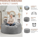 4FT Bean Bag Chair, Large Bean Bag Chairs with Memory Foam Filled, Fluffy Beanbag Sofa with Dutch Velvet Cover, Round BeanBag Chairs for Living Room, Playroom - Light Grey by TinyTreasures Baby Boutique