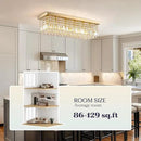 Modern Crystal Chandelier, 6 Lights Luxury Gold Rectangular Flush Mount Ceiling Light, Dining Room Light Fixture, Rectangle K9 Crystal Raindrop Chandelier for Living Room Bedroom L31.5 Inch by CozyNest Decor