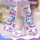 Rainbow Toddler Roller Skates - Size 4 Adjustable | Light Up Quad Skates for Girls & Boys Beginners Aged 3-12 by TinyTreasures Baby Boutique