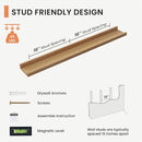 Solid Ash Wood Picture Ledge Shelf, 36 Inch Floating Shelves with Lip Set of 2, Photo Ledge Shelf Nursery Bookshelf Wall Mounted for Living Room Bedroom Decor, Natural by TinyTreasures Baby Boutique