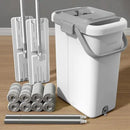 JOYMOOP Mop and Bucket with Wringer Set for Floor Cleaning and Wall Cleaner, Flat Mop and Bucket System Set with 2 Mops and 8 Large Microfiber Pads - White by CozyNest Decor