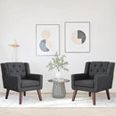 Accent Chair Button-Tufted Upholstered Living Room Chairs Comfy Reading Chair Mid Century Modern Chair with Linen Fabric Lounge Arm Chairs for Living Room Bedroom (Dark Grey) by CozyNest Decor