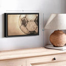 Elephant Stock Worn Soccer Ball Wall Art - Horizontal Framed Canvas - 1-Piece Living Room Wall Decor - Photography sports Canvas Print - Brown and Gray Decor for Wall - 13" X 9" by CozyNest Decor