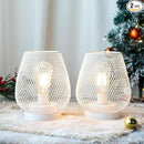 JHY DESIGN Set of 2 Metal Cage LED Lanterns Battery Powered Cordless Accent Light with LED Great for Weddings Parties Patio Events for Indoors Outdoors(White) by GreenHaven Gardens