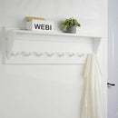 WEBI Coat Rack Wall Mount with Shelf,8 Peg Hooks,34" Long Entryway Wall Shelf with Hooks Underneath for Hanging Coats,Caps,Jacket,Clothes,White by CozyNest Decor