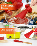 Multifunction Spatula Spoon for Nonstick Cookwares, Great for Cooking and Serving, Sturdy BPA-Free Matte Silicone, Wood Handle Spatula for Mixing, Scoop, and Scrape, Red(2 pack,11.4" & 13.4") by CozyNest Decor