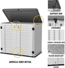 Outdoor Patio Storage Shed,Waterproof Horizontal Outdoor Storage Cabinet for Garbage Cans,Tools and Lawnmower Lockable(34 Cu.ft-Warm-White) by GreenHaven Gardens