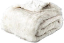 BATTILO HOME Luxury White Faux Fur Throw Blanket Long Pile with Black Tips, 51"x67", Super Warm Thick Faux Fur Blanket for Couch, Bed, Fuzzy Fluffy Elegant Cozy Blanket by CozyNest Decor