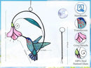 Lolitarcrafts Stained Glass Hummingbird Window Hangings with Flowers, Bird Stained Glass Suncatcher for Window Decor Hummingbird Gifts for Mom,Bird Lovers (Blue with Flower A) by GreenHaven Gardens