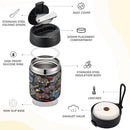 17oz Soup Thermo for Hot Food Kids Insulated Vacuum Food Jar with Stainless Steel Spoon Wide Mouth Thermo Leakproof Lunch Food Container Kids Hot Lunch Box (Black-Game) by TinyTreasures Baby Boutique