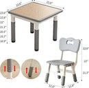 Kids Table and Chairs, Height Adjustable Childrens Table and Chair Set, Kids Tables for Age 2-8, Graffiti Desktop, Table for Kids with 2 Seats, Small Kids Table, Max 300lbs, Grey by CozyNest Decor