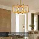 Modern Farmhouse Gold Chandeliers for Dining Room, 8-Light Industrial Metal Chandeliers Geometric Pendant Lights Kitchen Island for Entryway Stairway Foyer Hallway by CozyNest Decor
