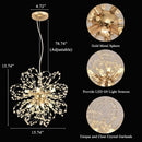 Modern Gold Chandelier Crystals, Sputnik Sunflower Beaded Hanging Lamp, Small Dandelion Pendant Light Fixtures for Kitchen Island Dining Room Bedroom Entryway (Gold 8Lights) by CozyNest Decor