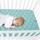 Waterproof Crib Mattress Protector Pad Cover 28" x 52", Anti Slip & Absorbent Waterproof Bed Pads for Standard Crib/Toddler Bed Quilted Machine Washable (Quilted Improved Thickness) Aqua by TinyTreasures Baby Boutique