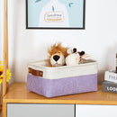 DULLEMELO Small Storage Baskets 6 Pack, Fabric Collapsible Gift Storage Baskets for Shelves, Closets, Nursery, Home, Office Organizing,Small Canvas Linen Rectangular Storage Bins (White&Purple) by TinyTreasures Baby Boutique