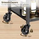Bar Cart, Bar Cart for The Home, Small Bar Cart on Wheels, Beverage Cart, Home Bar Serving Cart with Glass Holder, Drink Cart for Bar, Kitchen, Dining, Marble Black and Black BC03BM by CozyNest Decor