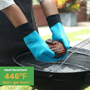 GEEKHOM BBQ Gloves, Grilling Gloves Heat Resistant Oven Gloves, Kitchen Silicone Oven Mitts, Long Waterproof Non-Slip Pot Holder for Barbecue, Cooking, Baking, Aqua Blue by GreenHaven Gardens