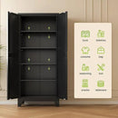 71'' Farmhouse Metal Storage Cabinet with Barn Doors,Steel File Cabinet for Home Office,Kitchen Pantry 4 Adjustable Shelves,Freestanding Cupboard for Kitchen,Home Office (Black) by CozyNest Decor