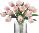 Light Pink Artificial Tulips, 2 Bundles 14Pcs, Fake Tulips Artificial Flowers, 2 x 2.4 Inch Large Flower Head Big Tulip, Easter Valentine's Day Mother's Day Home Decoration Flowers by CozyNest Decor