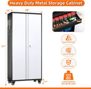 Aobabo Metal Storage Cabinet with Wheels and 1 Interior Drawer, Steel Rolling Tool Cabinet with 16 Hooks and 2 Adjustable Shelves for Garage, Home, Office, Kitchen, Black Gray, Assembly Required by GreenHaven Gardens